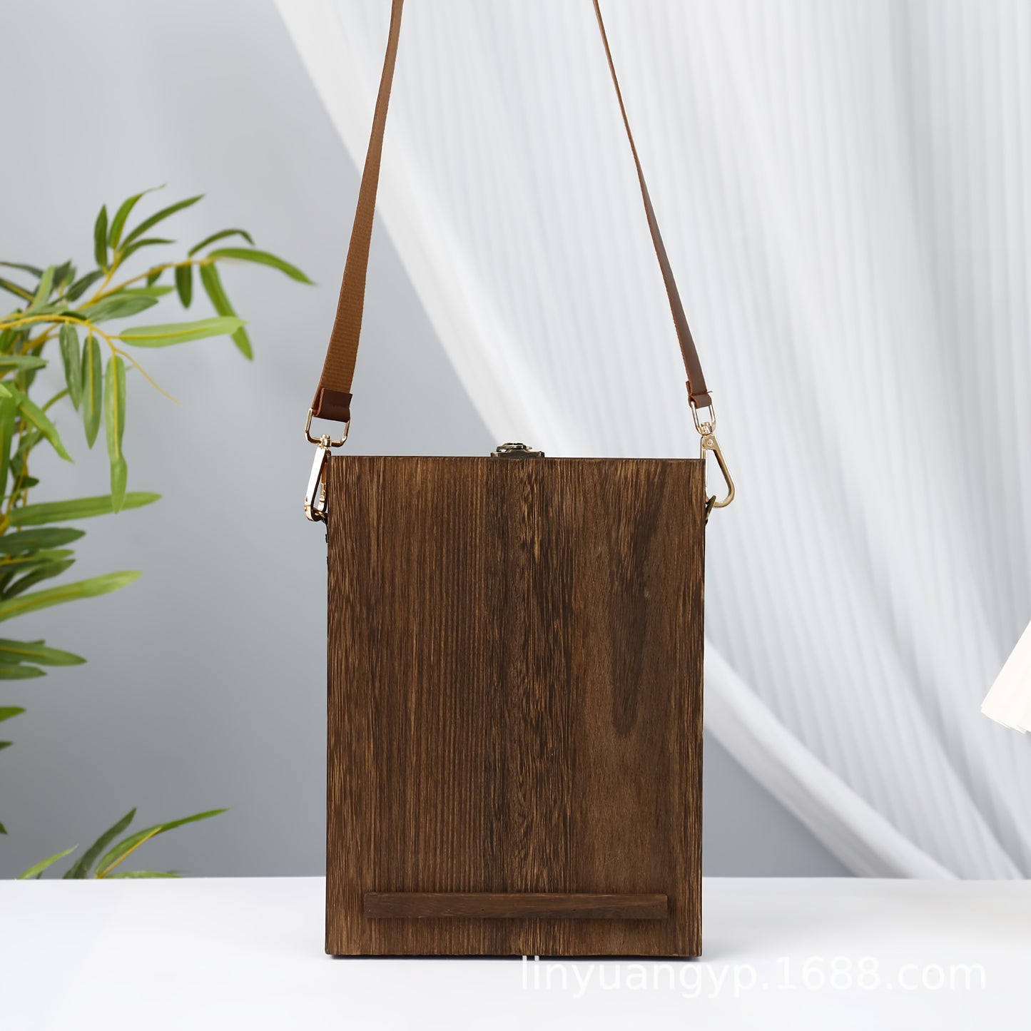 Men's Wooden Portable Crossbody Postman Bag - Multifunctional Tool Storage Sling Box