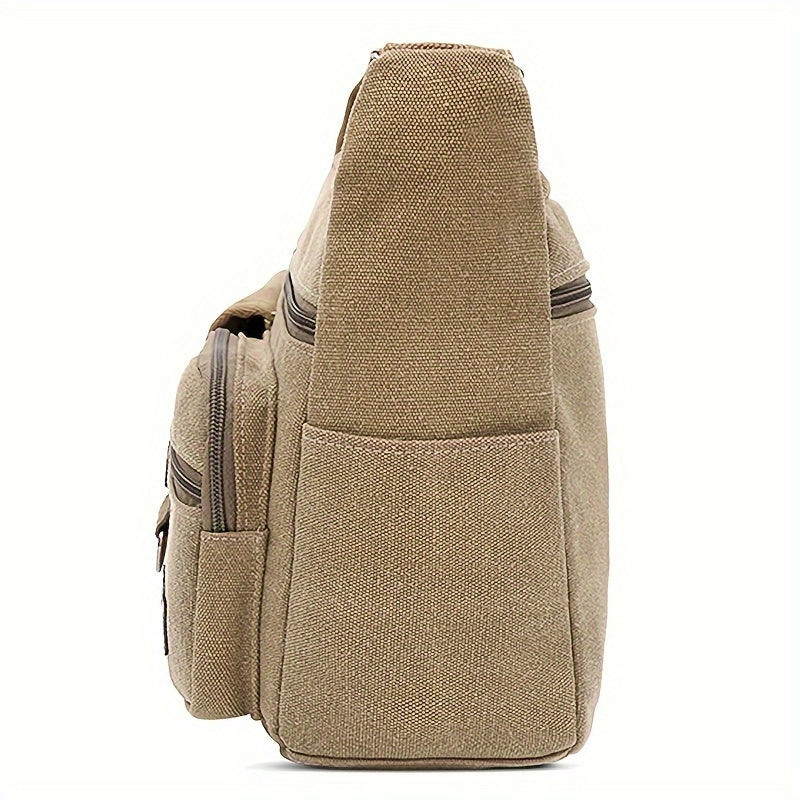 Men's Canvas Large Capacity Shoulder Bag - Multi-pocket Messenger Bag for Travel