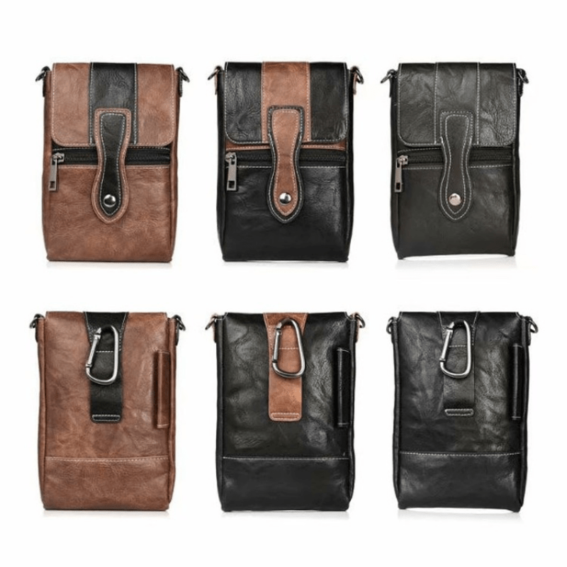 Men's Fashion Trendy PU Leather Outdoor Pocket with Locking Hook