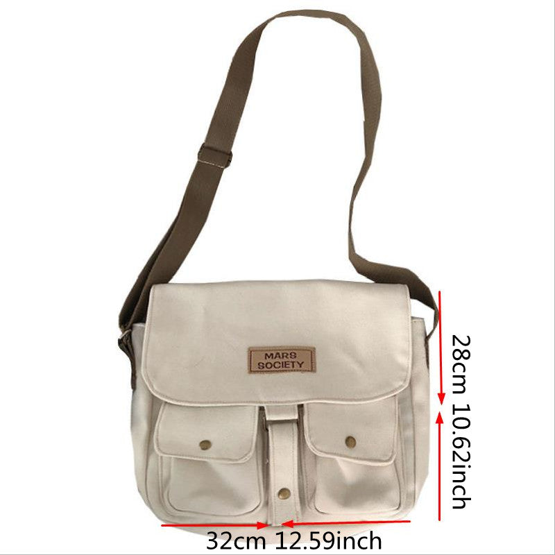 Simple Solid Colors Canvas Messenger Bags - Fashion Teen School Crossbody Bags
